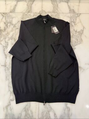 Boss Men's Black Full-Zip Knit Sweater